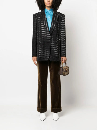 Velvet-Effect Flared Trousers