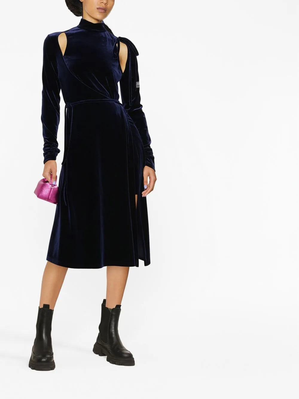 Cut-Out Velvet Wrap Dress
