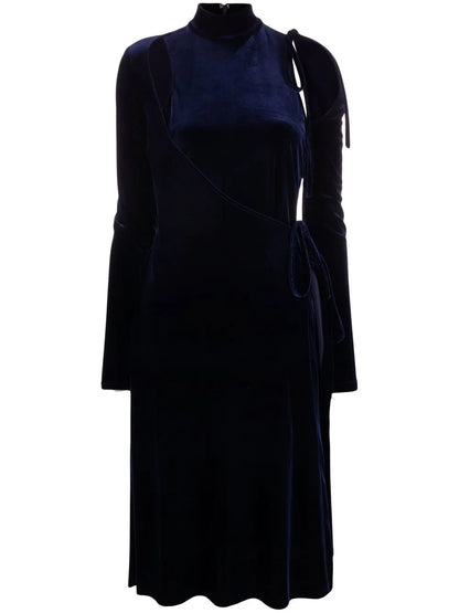 Cut-Out Velvet Wrap Dress