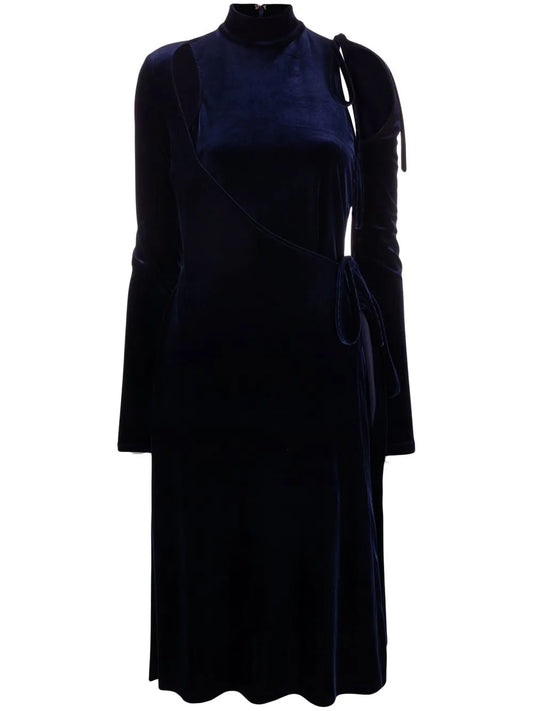 Cut-Out Velvet Wrap Dress
