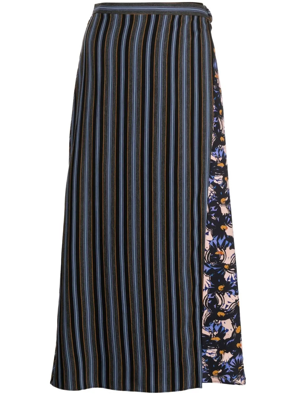 Panelled Stripe-Print Skirt
