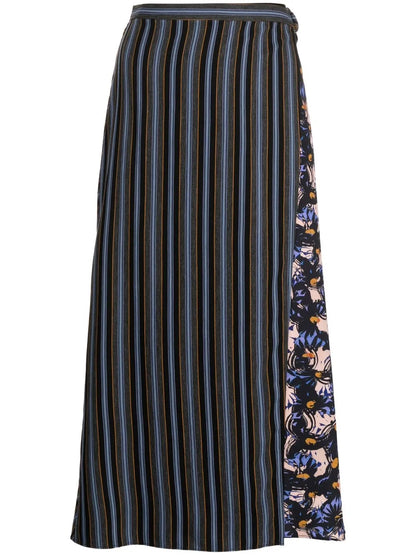 Panelled Stripe-Print Skirt