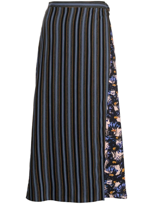 Panelled Stripe-Print Skirt