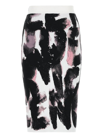 Abstract-Pattern Midi-Skirt