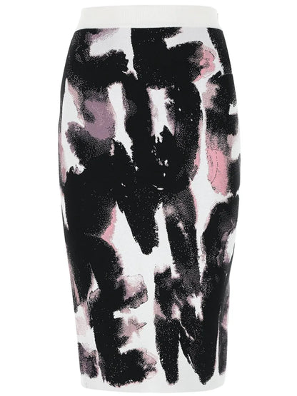 Abstract-Pattern Midi-Skirt