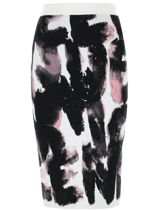 Abstract-Pattern Midi-Skirt