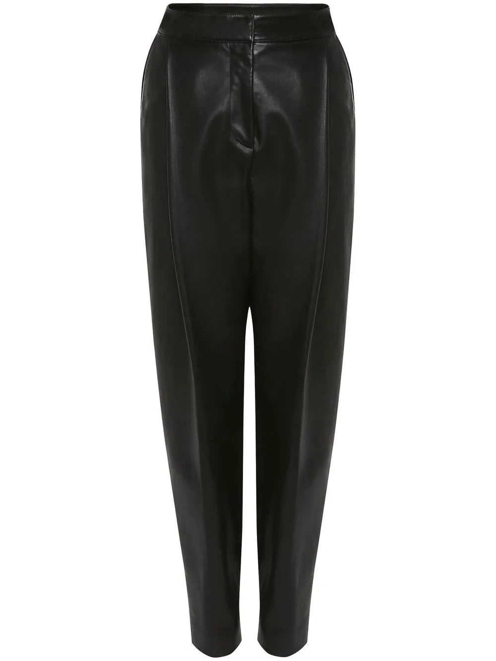 Pleated Leather Tapered Trousers