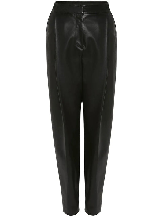 Pleated Leather Tapered Trousers