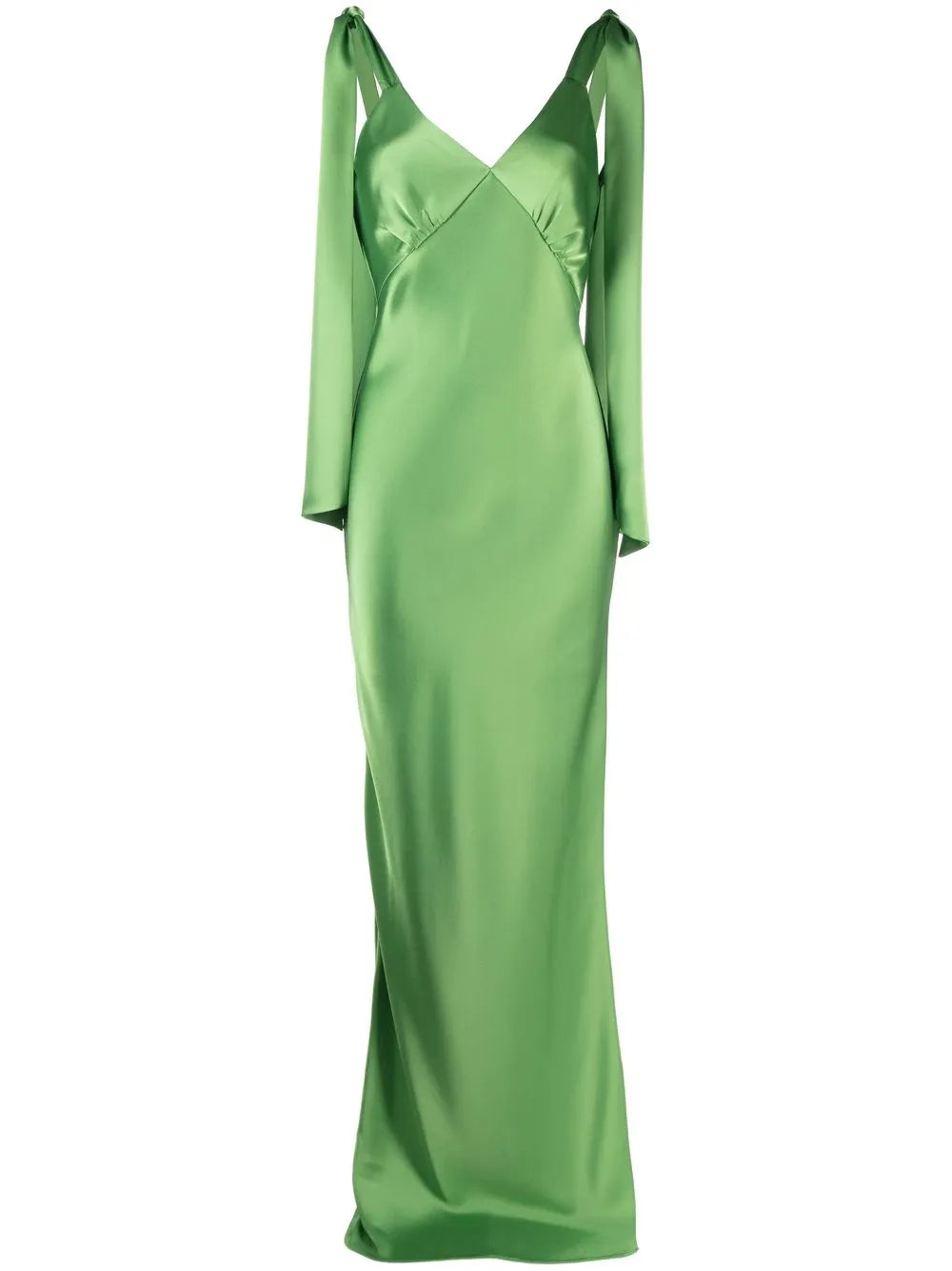 Satin-Finish Drape-Detail Gown