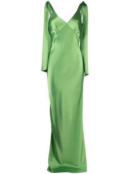 Satin-Finish Drape-Detail Gown