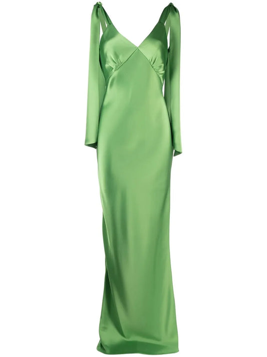 Satin-Finish Drape-Detail Gown