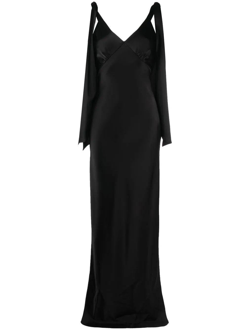 Satin-Finish V-Neck Gown