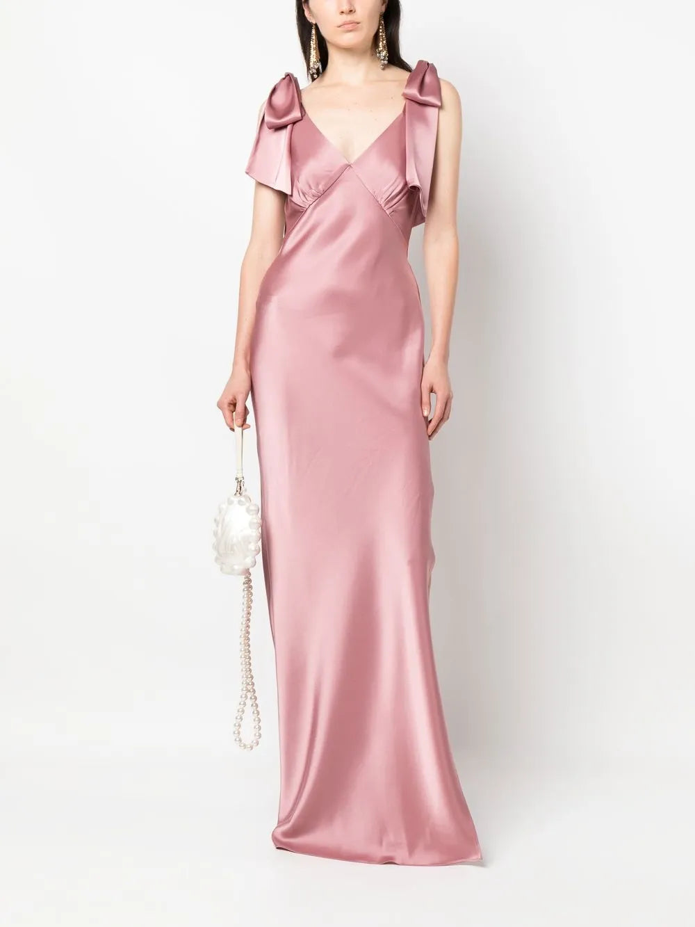 Bow-Detail V-Neck Gown