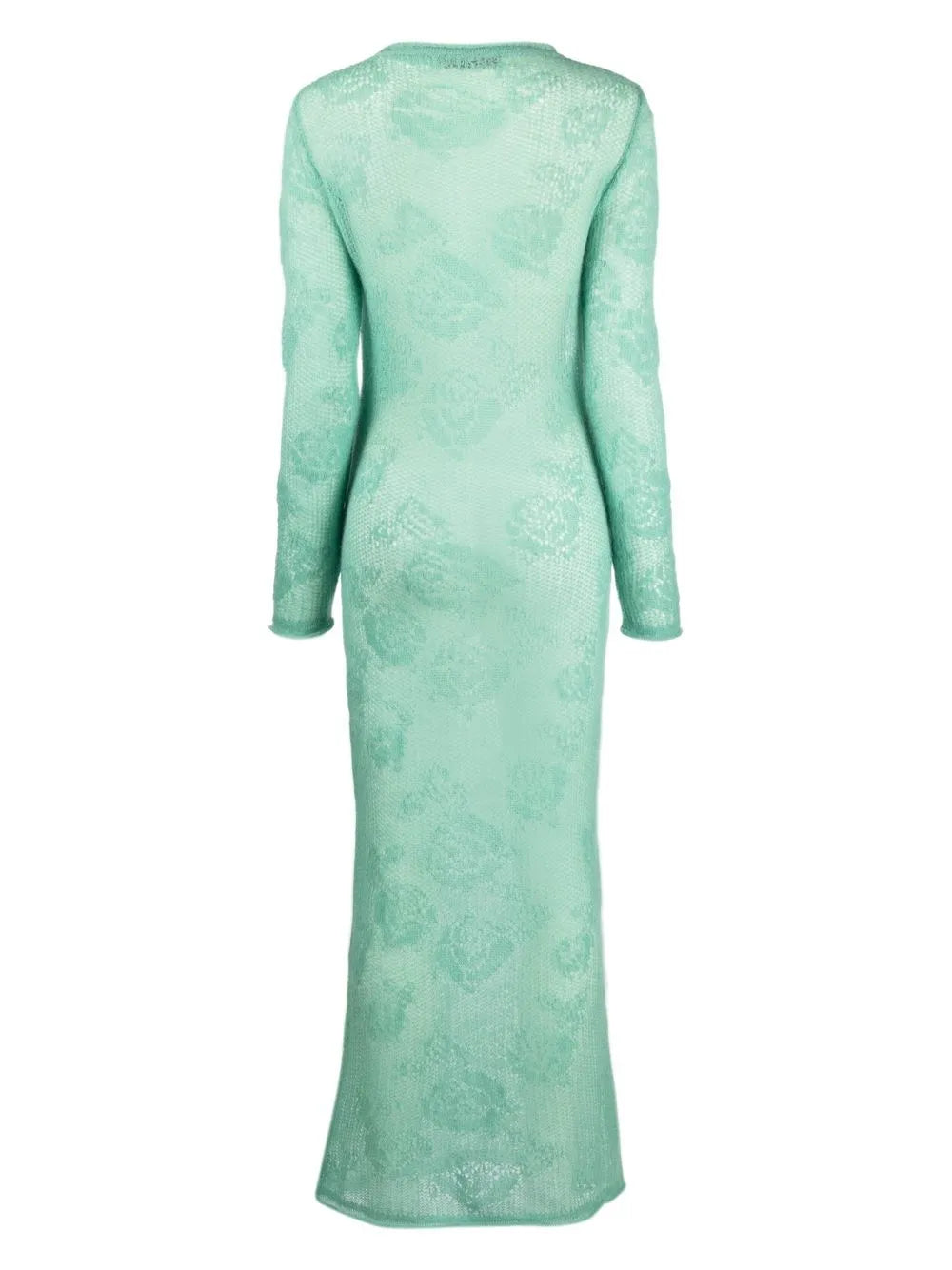 Rose-Appliqué Knitted Maxi Dress