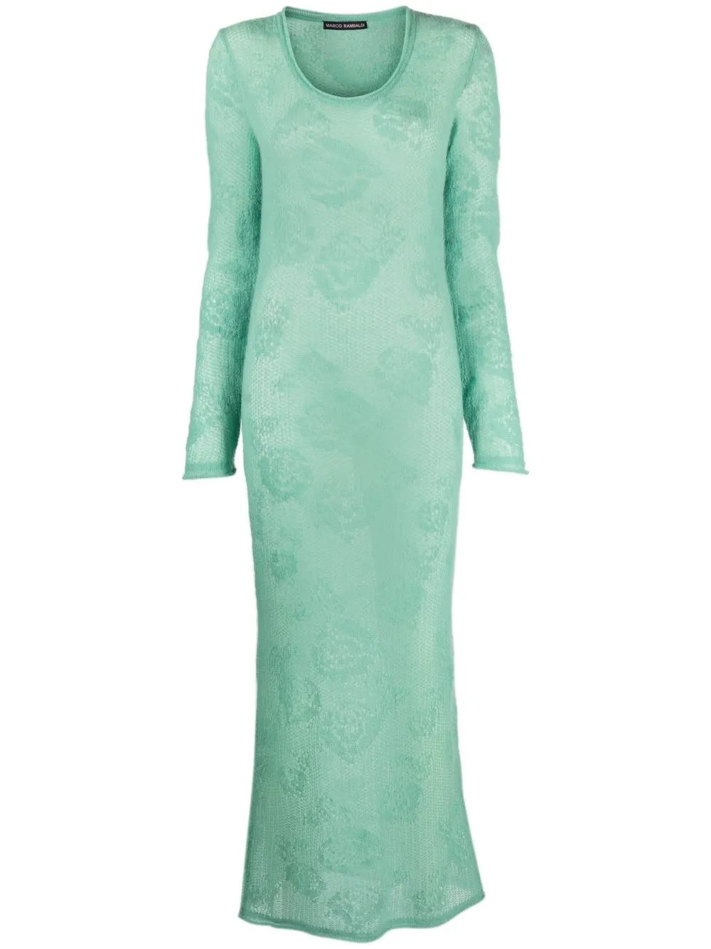 Rose-Appliqué Knitted Maxi Dress