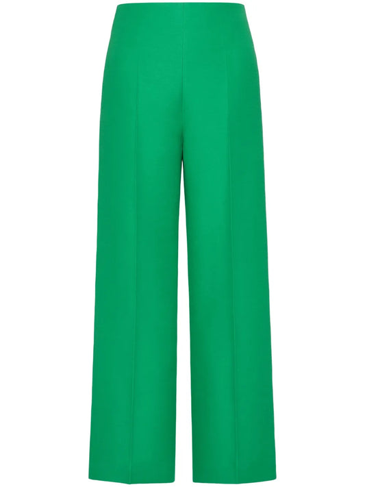 Wide-Leg Wool-Silk Trousers