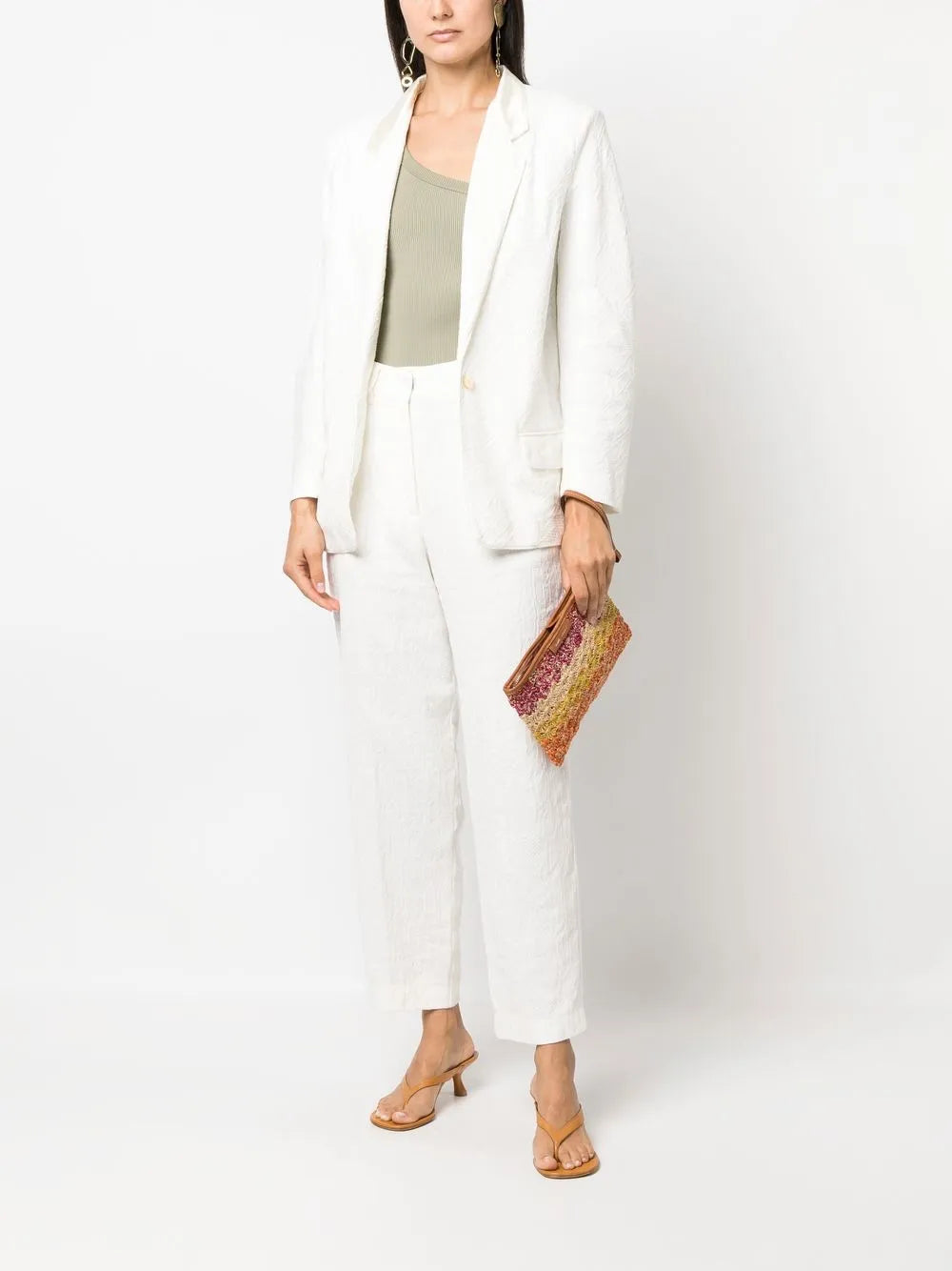 Linen-Blend Jacquard Trousers