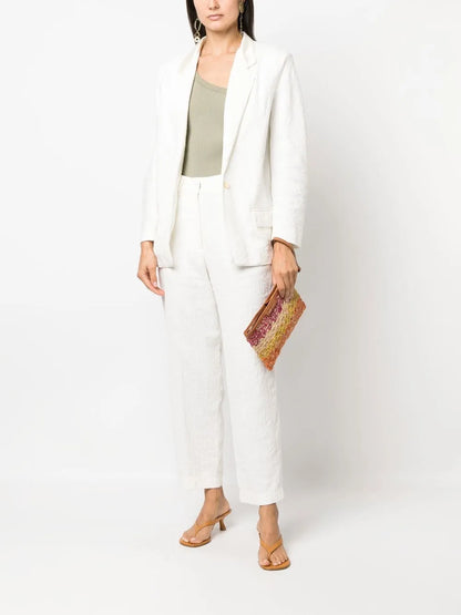 Linen-Blend Jacquard Trousers