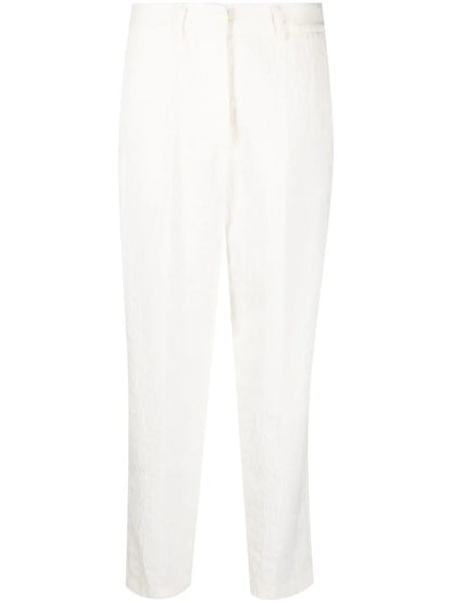 Linen-Blend Jacquard Trousers