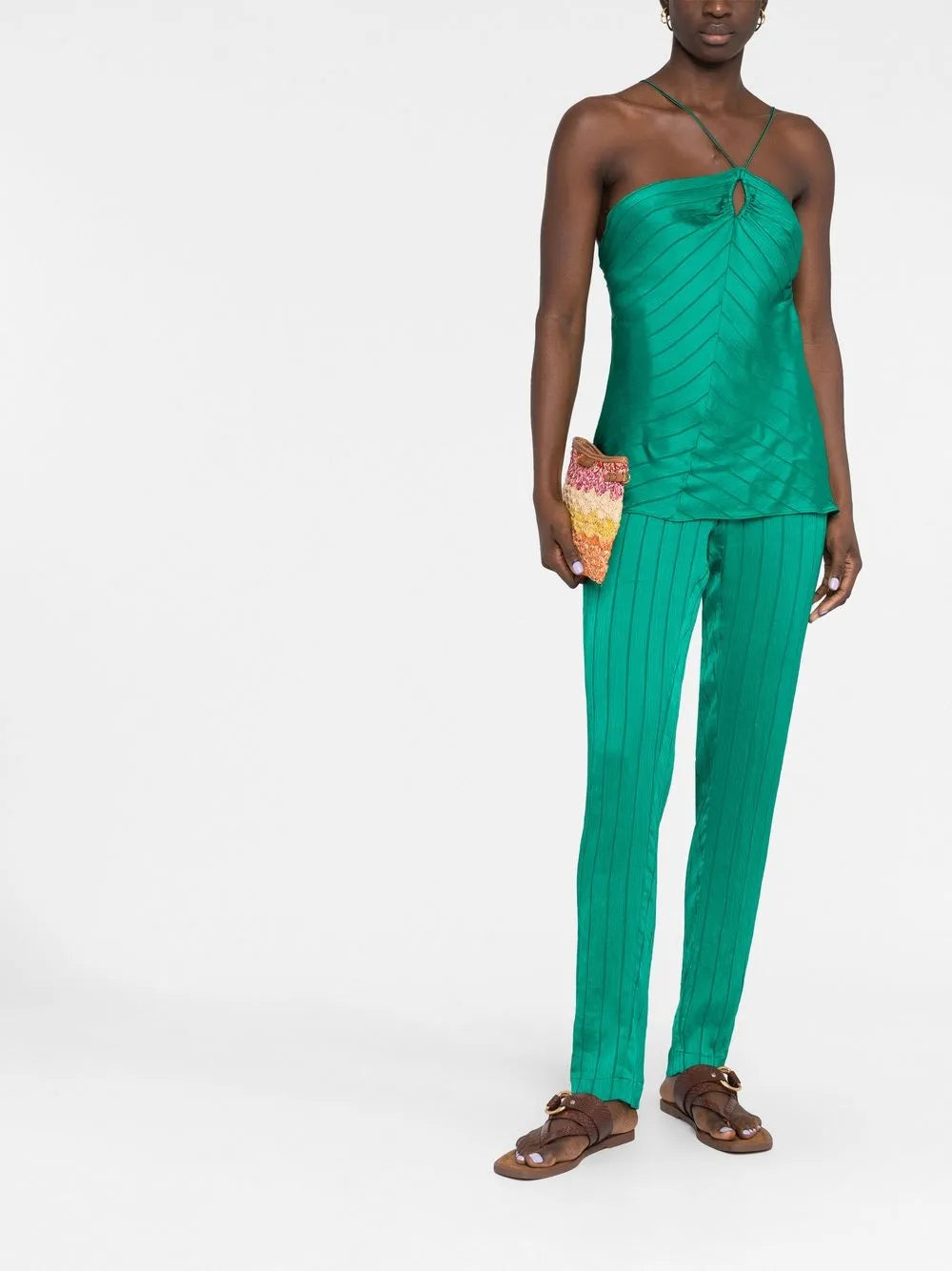 Striped High-Waisted Trousers