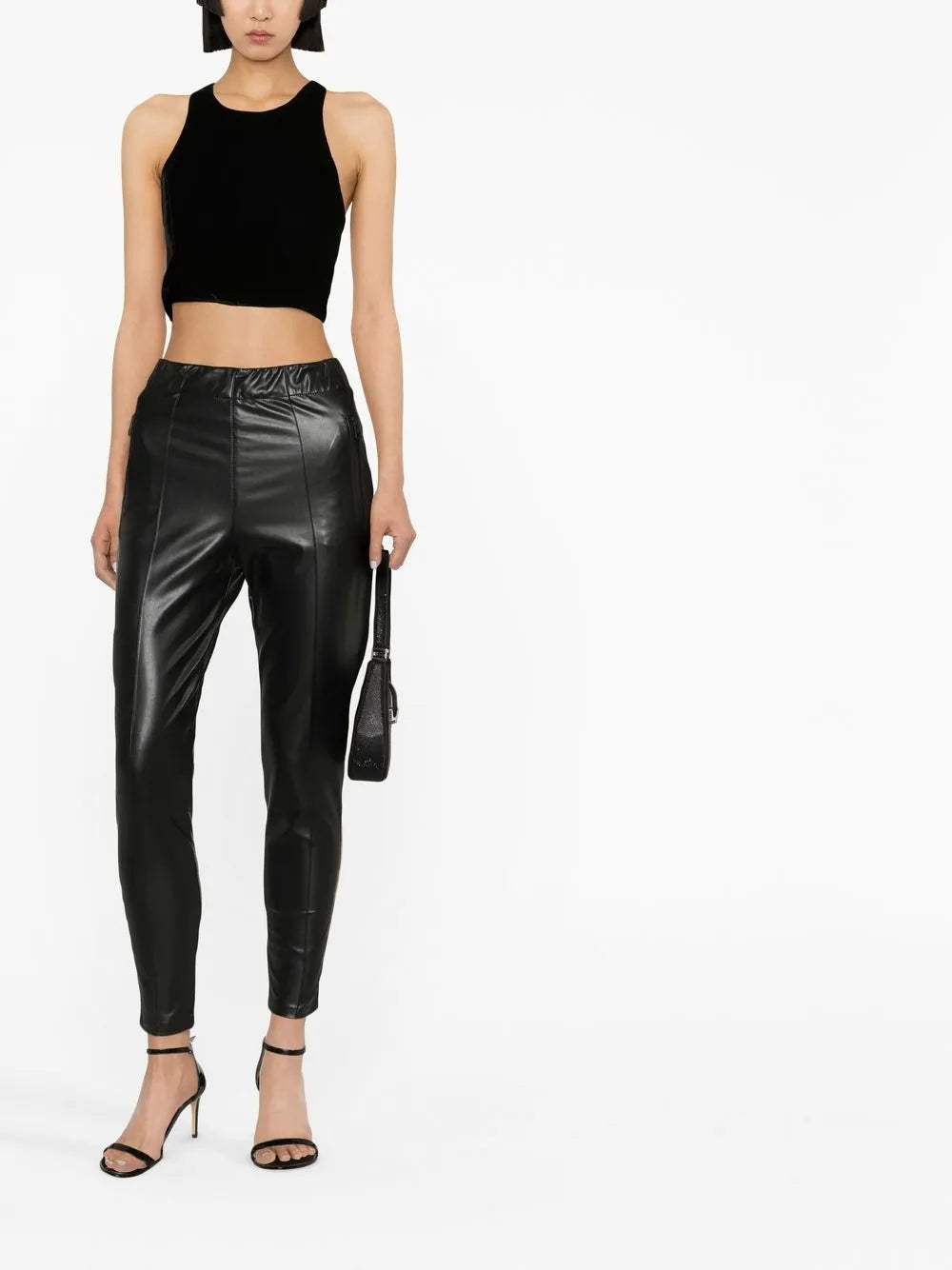 Coated High-Waist Skinny Trousers