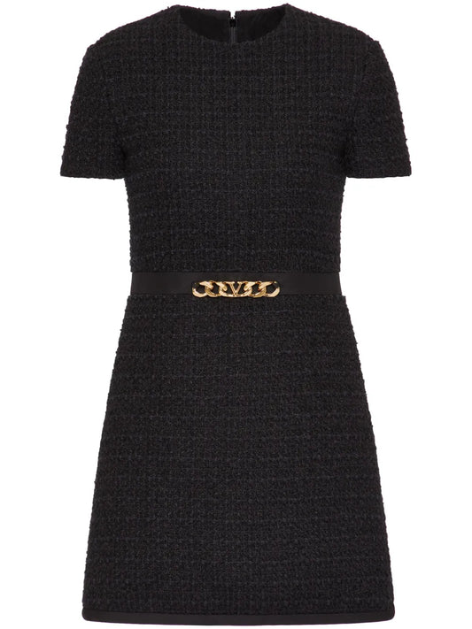 Chain-Link Trim Mini Dress