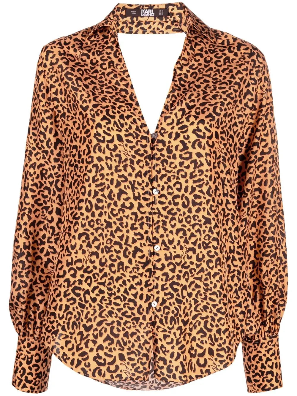 Leopard-Print Backless Silk Blouse