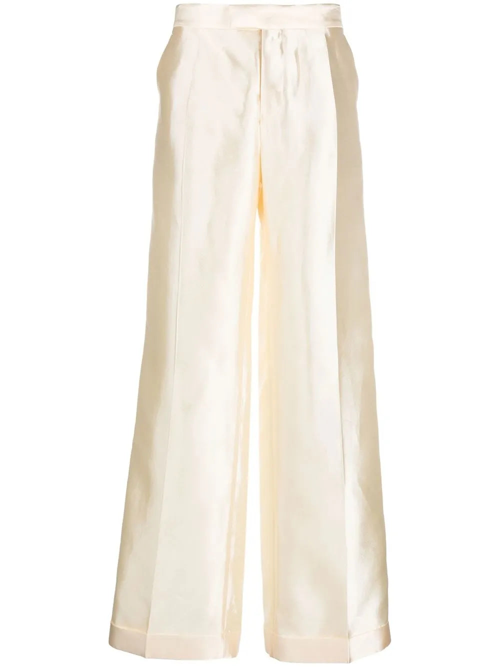 Straight-Leg Silk Trousers