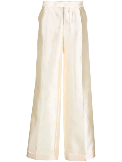 Straight-Leg Silk Trousers