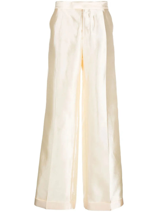 Straight-Leg Silk Trousers