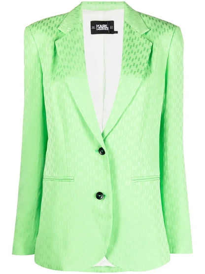 Monogram-Jacquard Single-Breasted Blazer