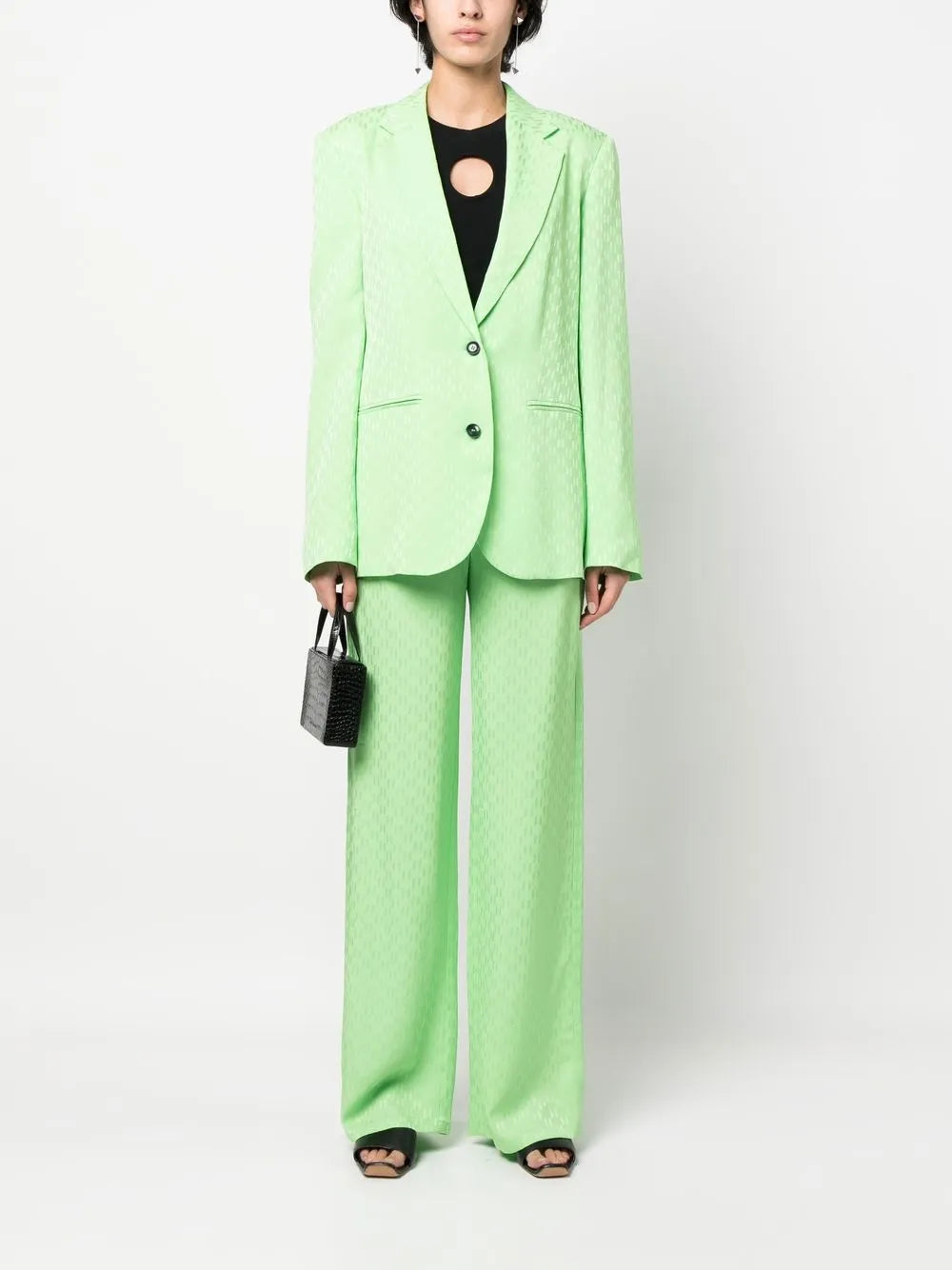 Monogram-Jacquard Single-Breasted Blazer
