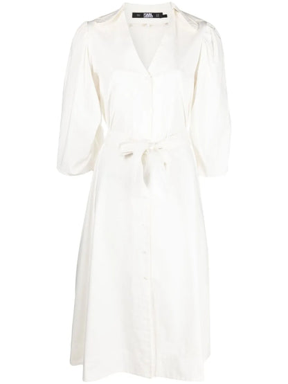 Tie-Waist V-Neck Shirtdress