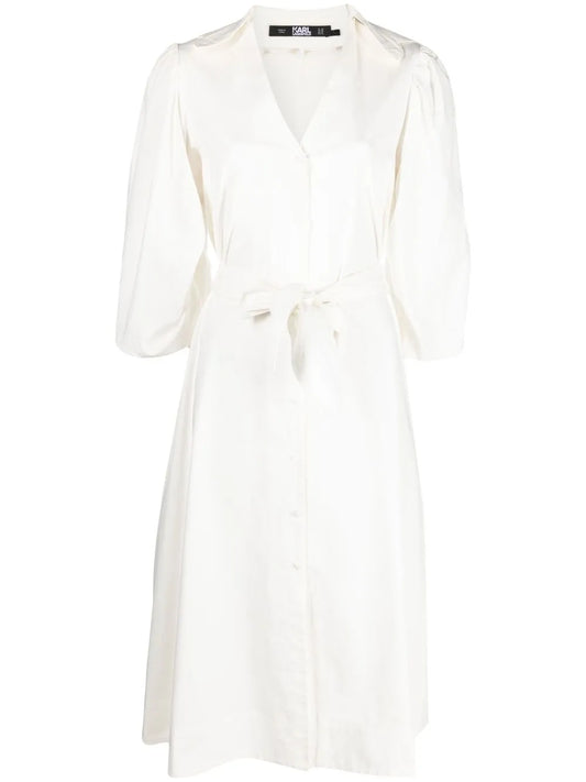 Tie-Waist V-Neck Shirtdress