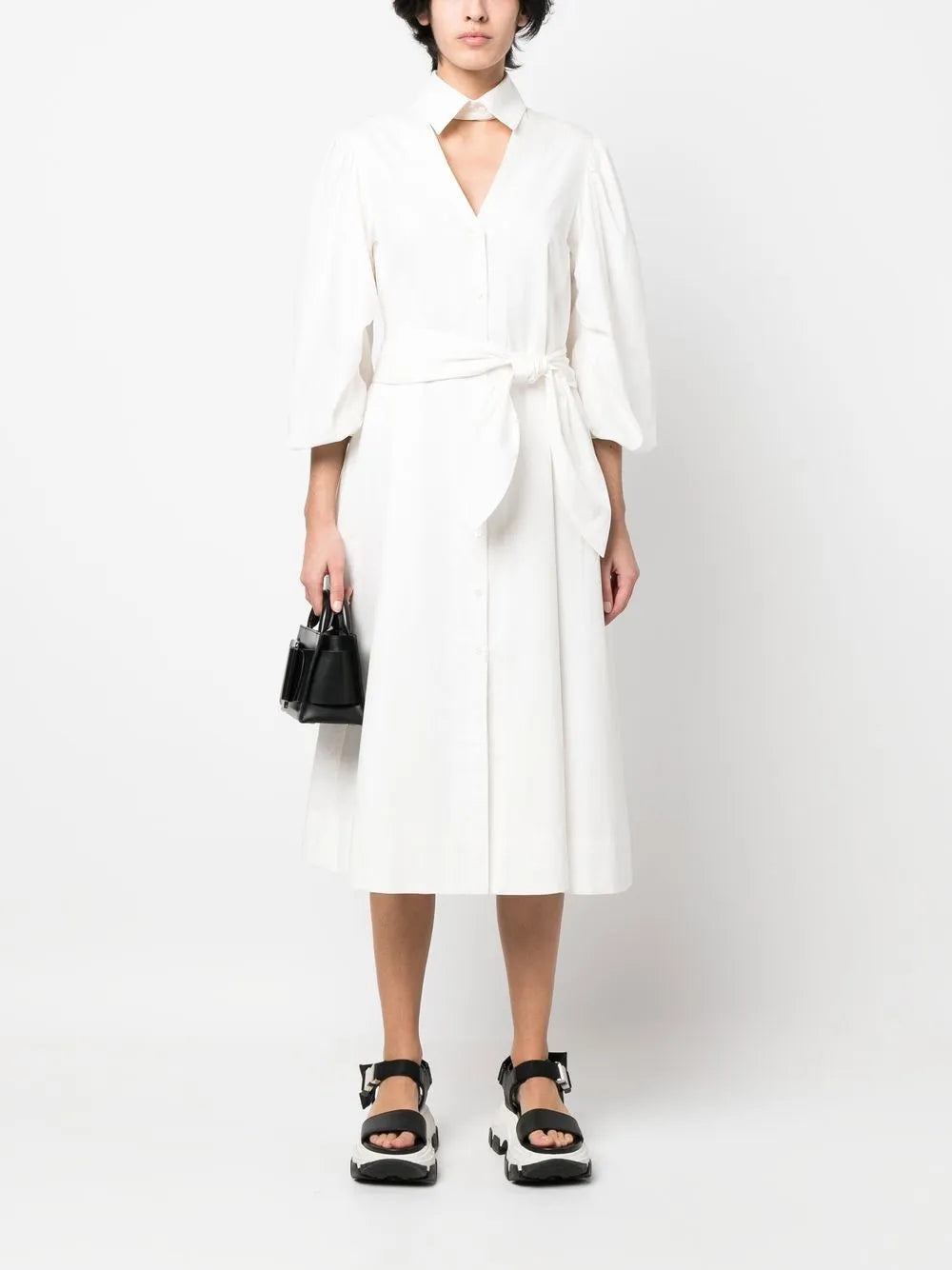 Tie-Waist V-Neck Shirtdress