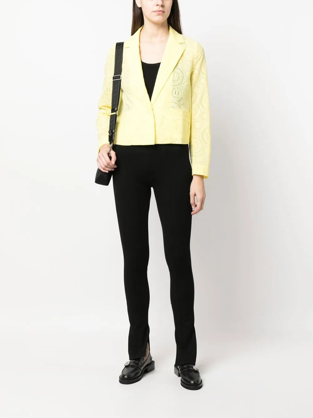 Broderie-Anglaise Cropped Cotton Blazer