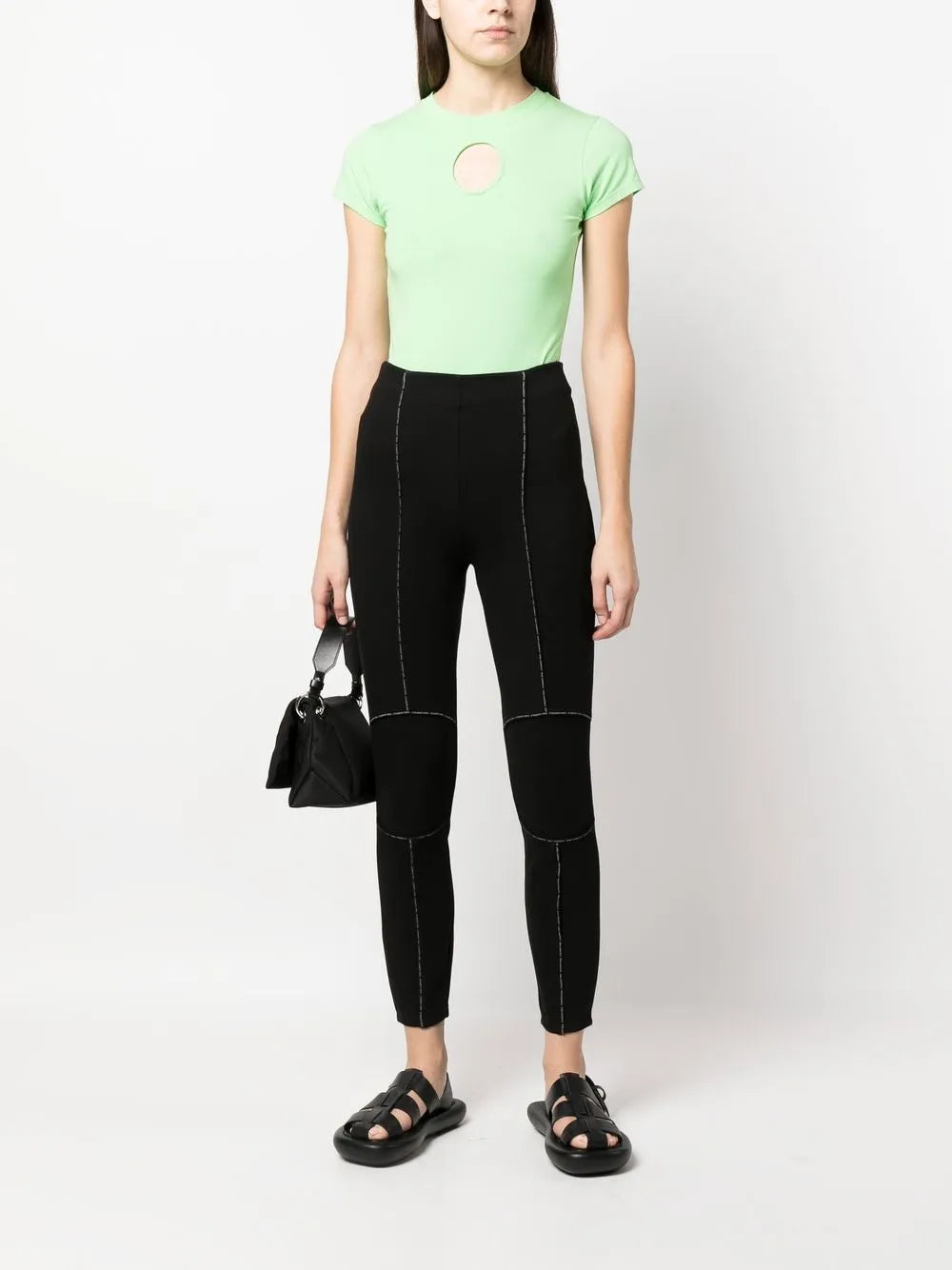 Cut-Out Short-Sleeve Cotton Bodysuit