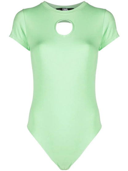 Cut-Out Short-Sleeve Cotton Bodysuit