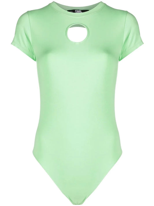Cut-Out Short-Sleeve Cotton Bodysuit