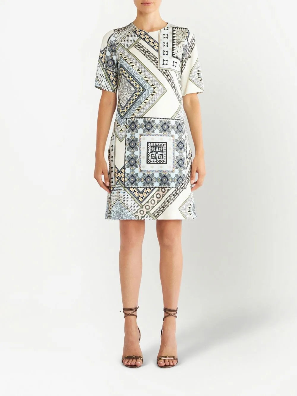 Patchwork-Print Shift Dress