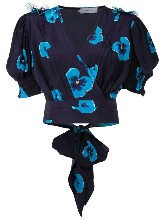 Lena Floral-Print Wrap Top