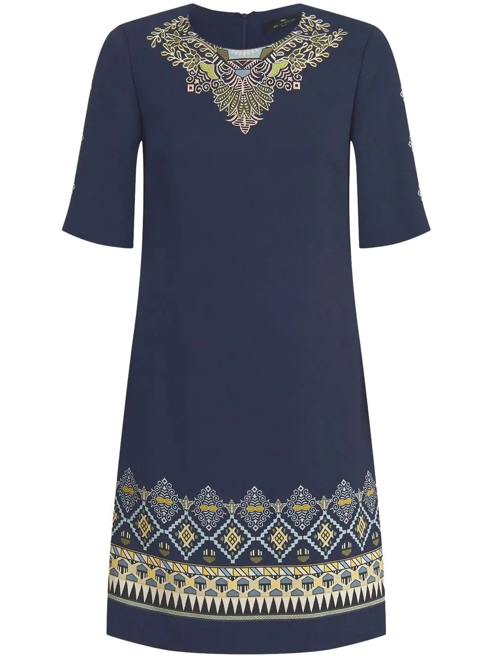 Embroidered-Design Short-Sleeve Dress