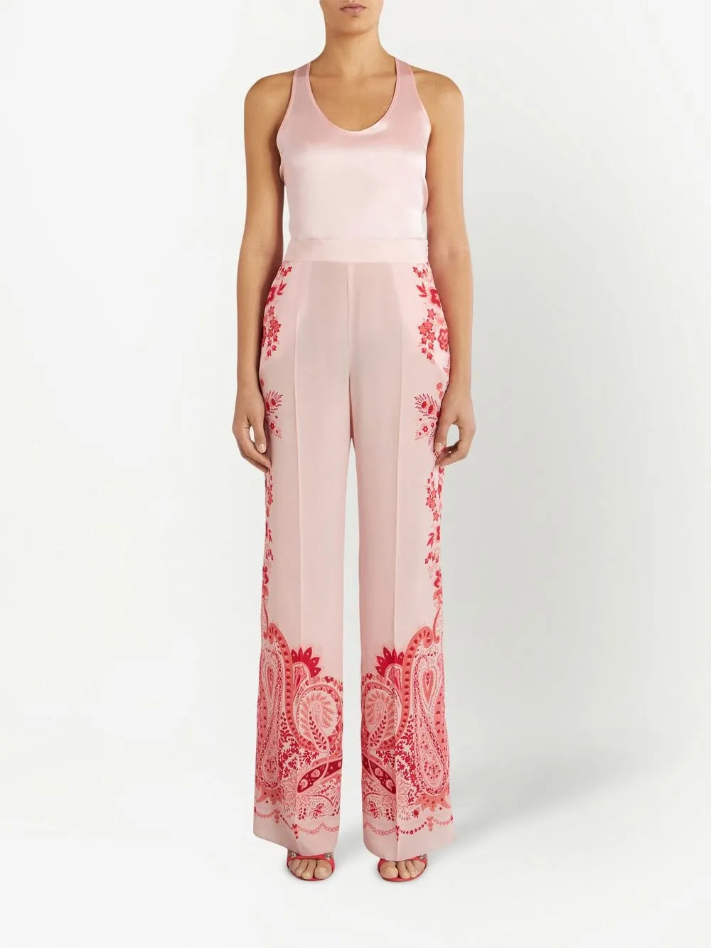 Paisley-Print Silk Trousers