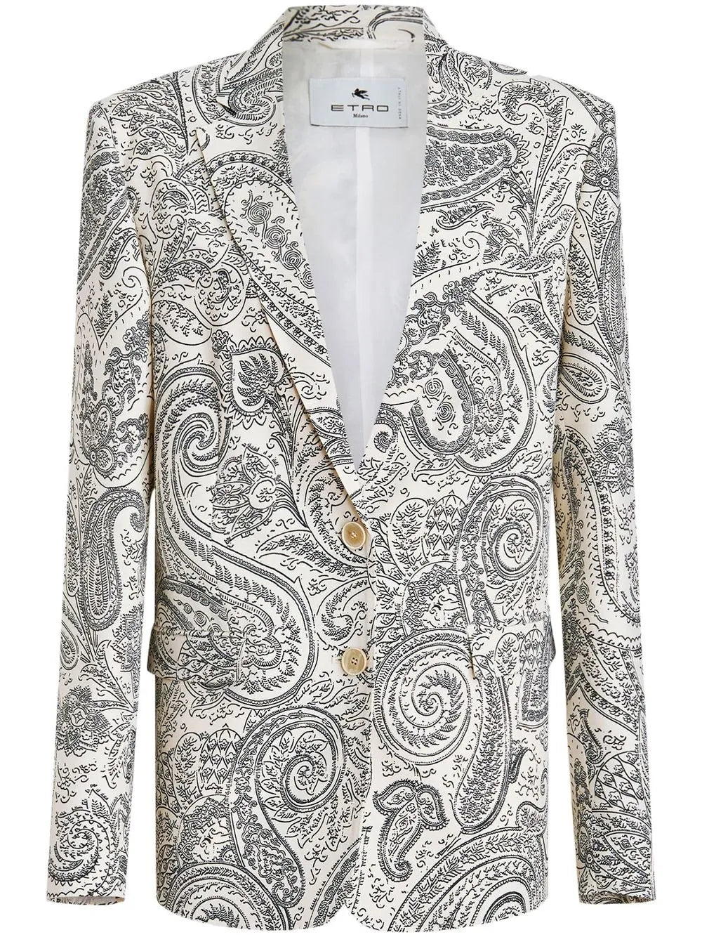 Paisley-Print Single-Breasted Blazer