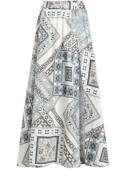 Geometric Print Cotton Skirt
