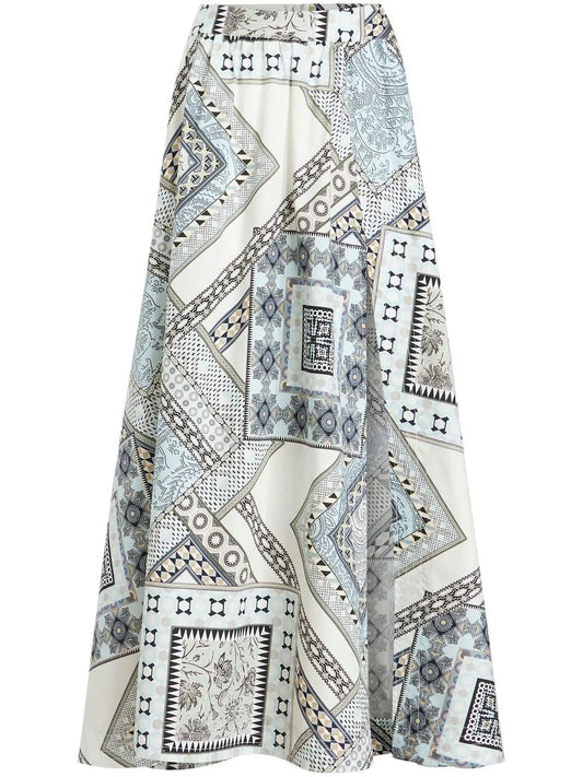 Geometric Print Cotton Skirt