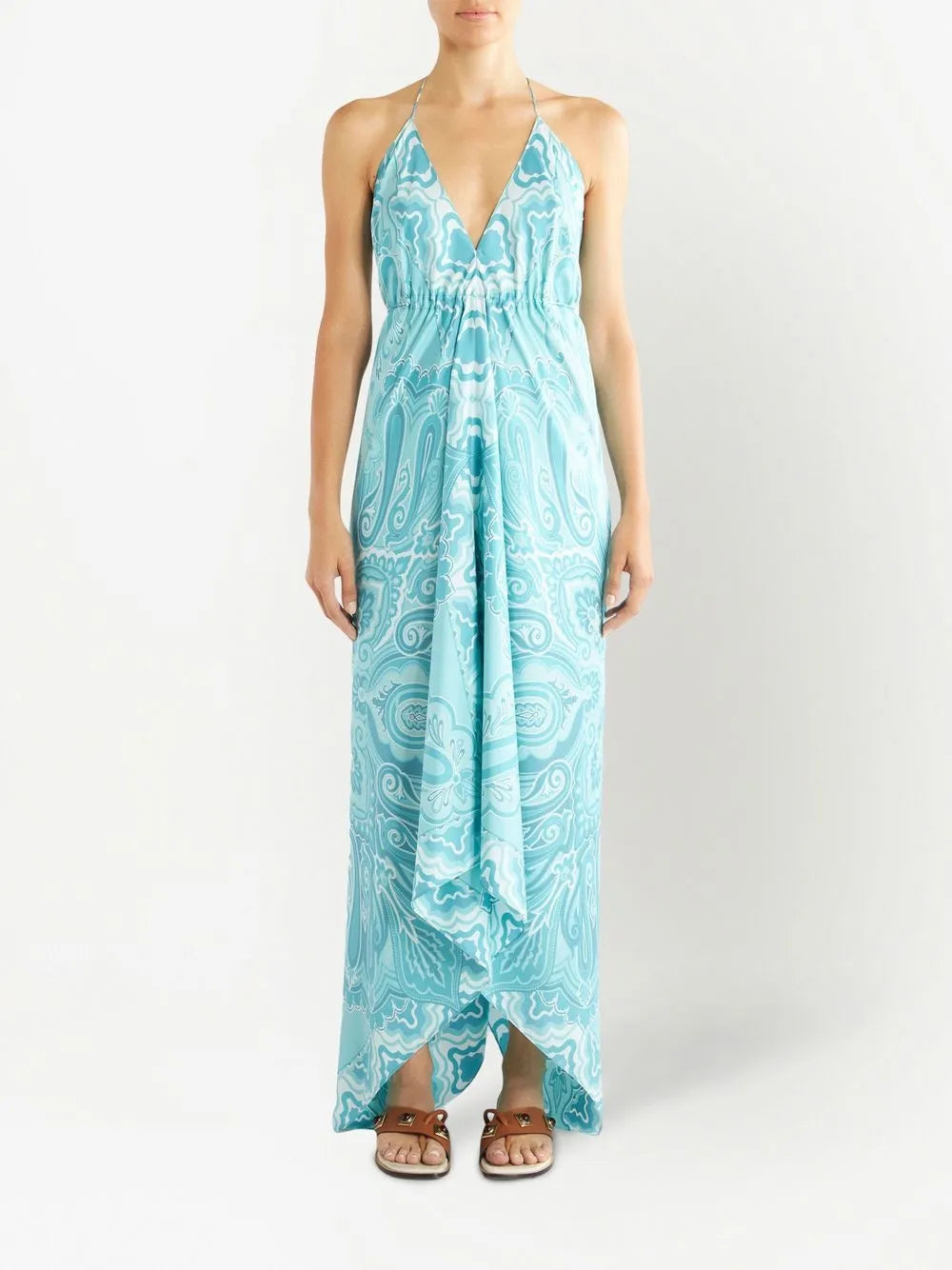 Paisley-Print Draped Maxi-Dress