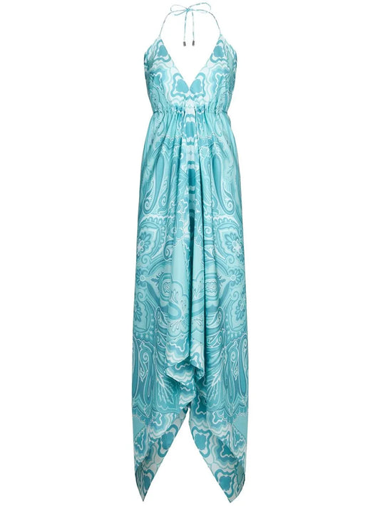 Paisley-Print Draped Maxi-Dress