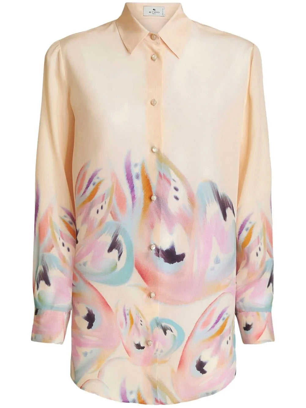 Painterly-Print Silk Shirt
