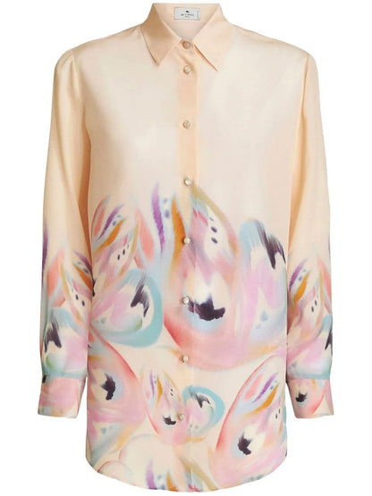 Painterly-Print Silk Shirt
